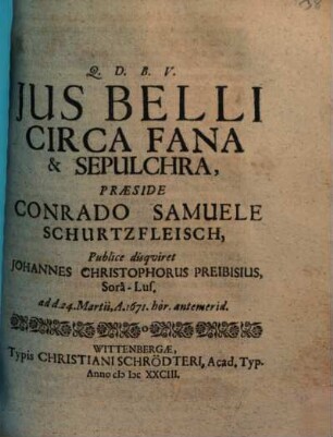 Ius Belli Circa Fana & Sepulchra