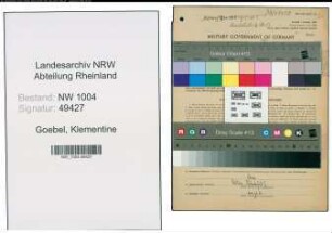 Entnazifizierung Klementine Goebel , geb. 24.10.1885 ()
