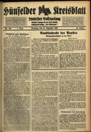 Erste Ausgabe vom Dienstag, den 27. Dezember 1932.