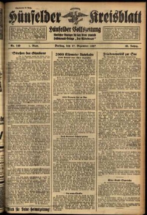 Erste Ausgabe vom Freitag, den 17. Dezember 1937.