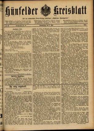 Ausgabe vom Donnerstag, den 09. Juli 1914.