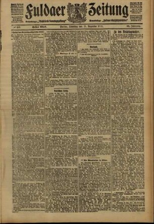 Erste Ausgabe vom Dienstag, den 19. Dezember 1911.