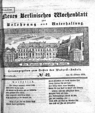 No. 42, Sonnabend, den 15. Oktober 1831.