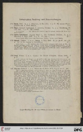 Autographen-Nachtrag und -Neuerwerbungen (Nr. 1792 - 1797)