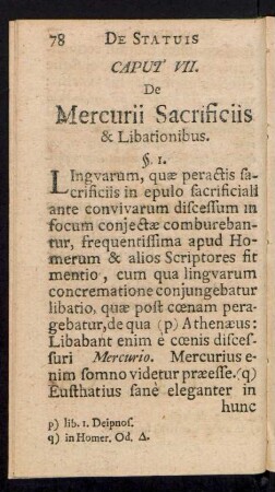 Caput VII. De Mercurii Sacrificiis & Libationibus.