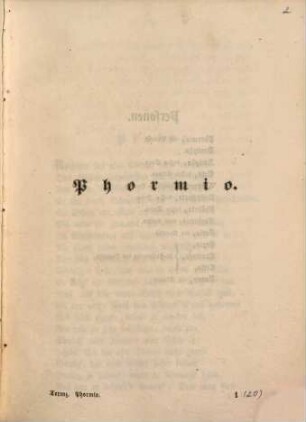 Des Publius Terentius Lustspiele, 4. Phormio