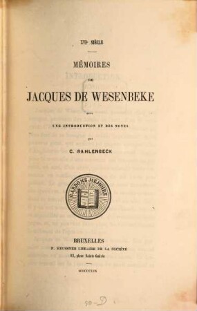 Mémoires de Jacques de Wesenbeke