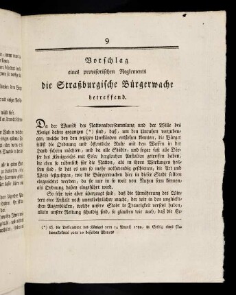 9-16, Vorschlag eines provisorischen Reglements ...