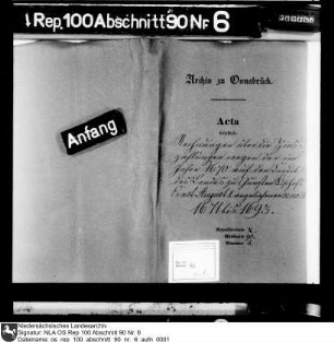 Rechnungen über die Zinszahlungen für die 1670 als Landeskredit zugunsten des Bischofs Ernst August geliehenen 50.000 Reichstaler