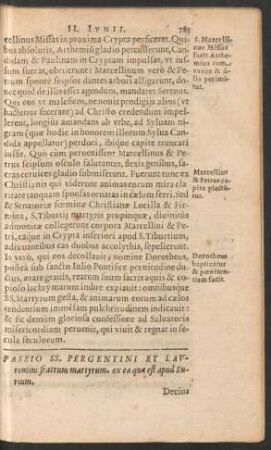 Passio SS. Pergentini Et Laurentini fratrum martyrum ...
