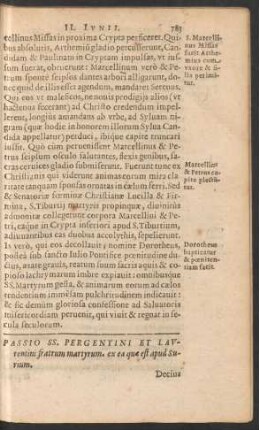 Passio SS. Pergentini Et Laurentini fratrum martyrum ...