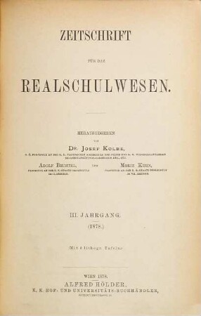 Zeitschrift für das Realschulwesen, 3. 1878