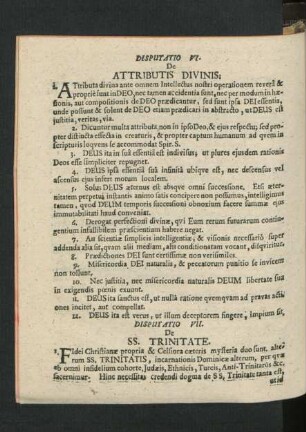 Disputatio VII. De SS. Trinitate.