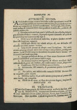 Disputatio VII. De SS. Trinitate.