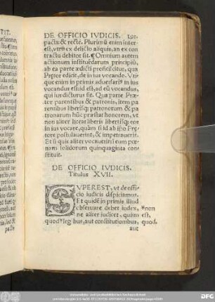 De Officio Iudicis. Titulus XVII.