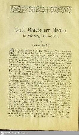 Karl Maria von Weber in Freiberg 1800-1801