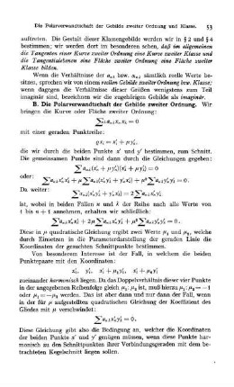 B. Die Polarverwandtschaft der Gebilde zweiter Ordnung.