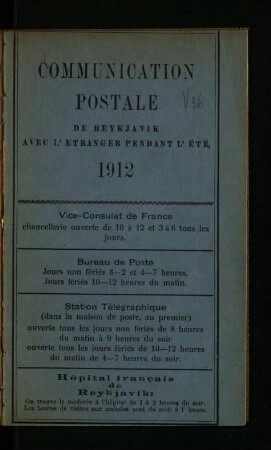 Communication postale de Reykjavik avec l'étranger pendant l'été 1912
