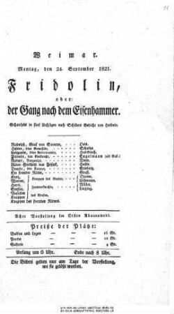 Fridolin, oder: der Gang nach dem Eisenhammer