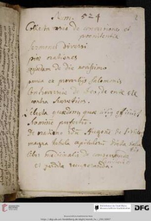 Inhaltsverzeichnis des 18. Jh.s