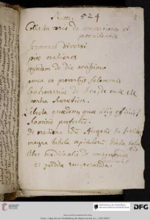 Inhaltsverzeichnis des 18. Jh.s