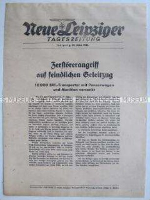 Extrablatt der "Neuen Leipziger Tageszeitung" zum Angriff deutscher Zerstörer auf Geleitzug nach Murmansk