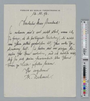 Brief an Louis Auerbach
