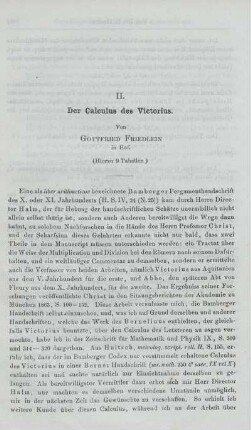II. Der Calculus des Victorius.