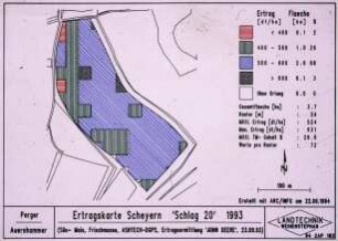 Ertragskarte Scheyern 'Schlag 20' 1993 (Silomais, Frischmasse, ASHTECH-DGPS, Ertragsermittlung "John Deere", 23.09.1993)