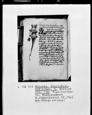 Brevier — ---, Folio 13versoRandzeichnung Zierinitiale