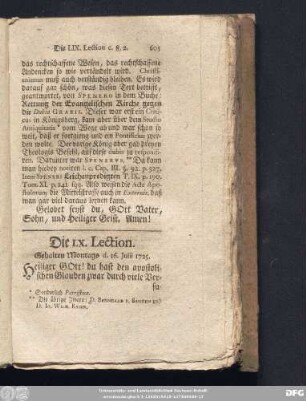 Die LX. Lection. Gehalten Montags d. 16. Julii 1725.