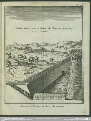 Plan. XVI. Descente, et Passage du Fossé des Anciens