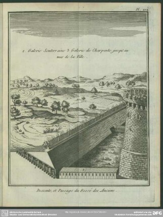 Plan. XVI. Descente, et Passage du Fossé des Anciens