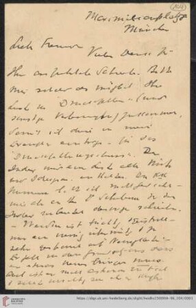 Briefe von Morris Jastrow an Carl Bezold: Karte von Morris Jastrow an Carl Bezold