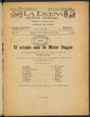El extraño caso de mister Duggan : farsa satírica en un acto y dos cuadros