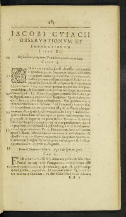 Iacobi Cuiacii Observationum Et Emendationum Liber XI.