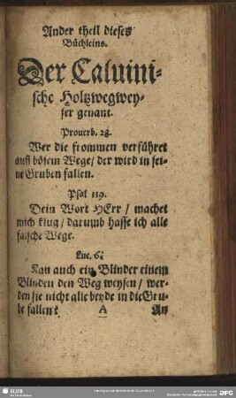 Ander theil dieses Büchleins. Der Calvinische Holtzwegweyser genant
