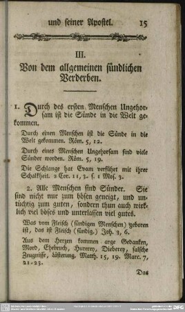 III. Von dem allgemeinen sündlichen Verderben