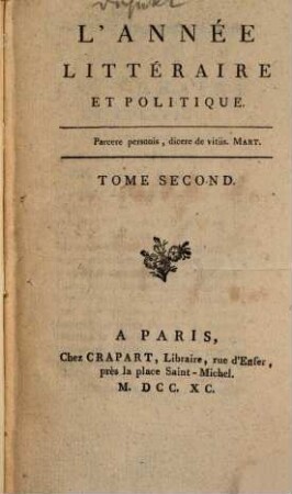L' année littéraire et politique. 1790,2, 1790,2