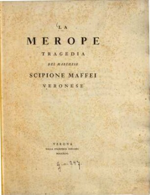 La Merope : Tragedia