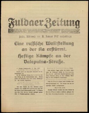 Erste Ausgabe vom Mittwoch, den 31. Januar 1917.