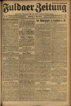 Erste Ausgabe vom Sonntag, den 13. April 1924.