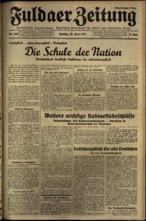 Erste Ausgabe vom Freitag, den 28. Juni 1935.