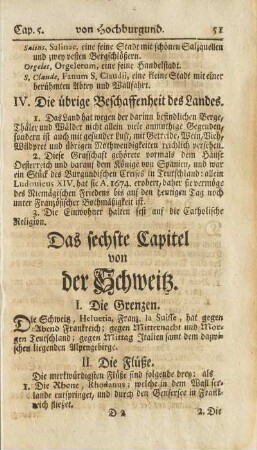 Das sechste Capitel. von der Schweitz