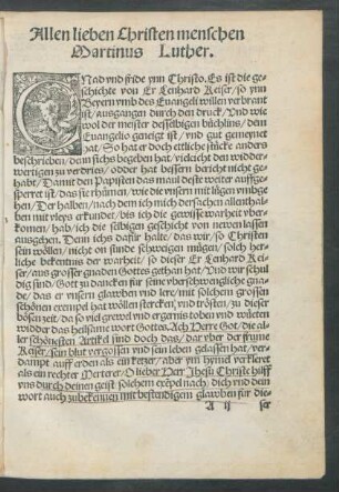 Allen lieben Christen menschen Martinus Luther.