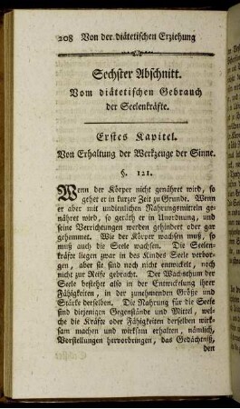 Sechster Abschnitt. Vom diätetischen Gebrauch der Seelenkräfte.