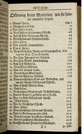 Ordnung derer Materien wie sie hinter einander folgen.