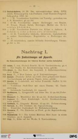 Nachtrag I: Alte Handzeichnungen und Aquarelle (Nr. 922-983)