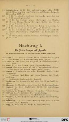 Nachtrag I: Alte Handzeichnungen und Aquarelle (Nr. 922-983)