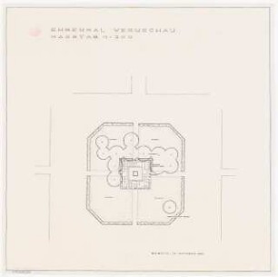 Friedhof und Ehrenmal, Weruschau: Lageplan Ehrenmal mit Grünflächen 1:200